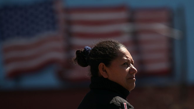 Immigrant Woman US Flag.JPG